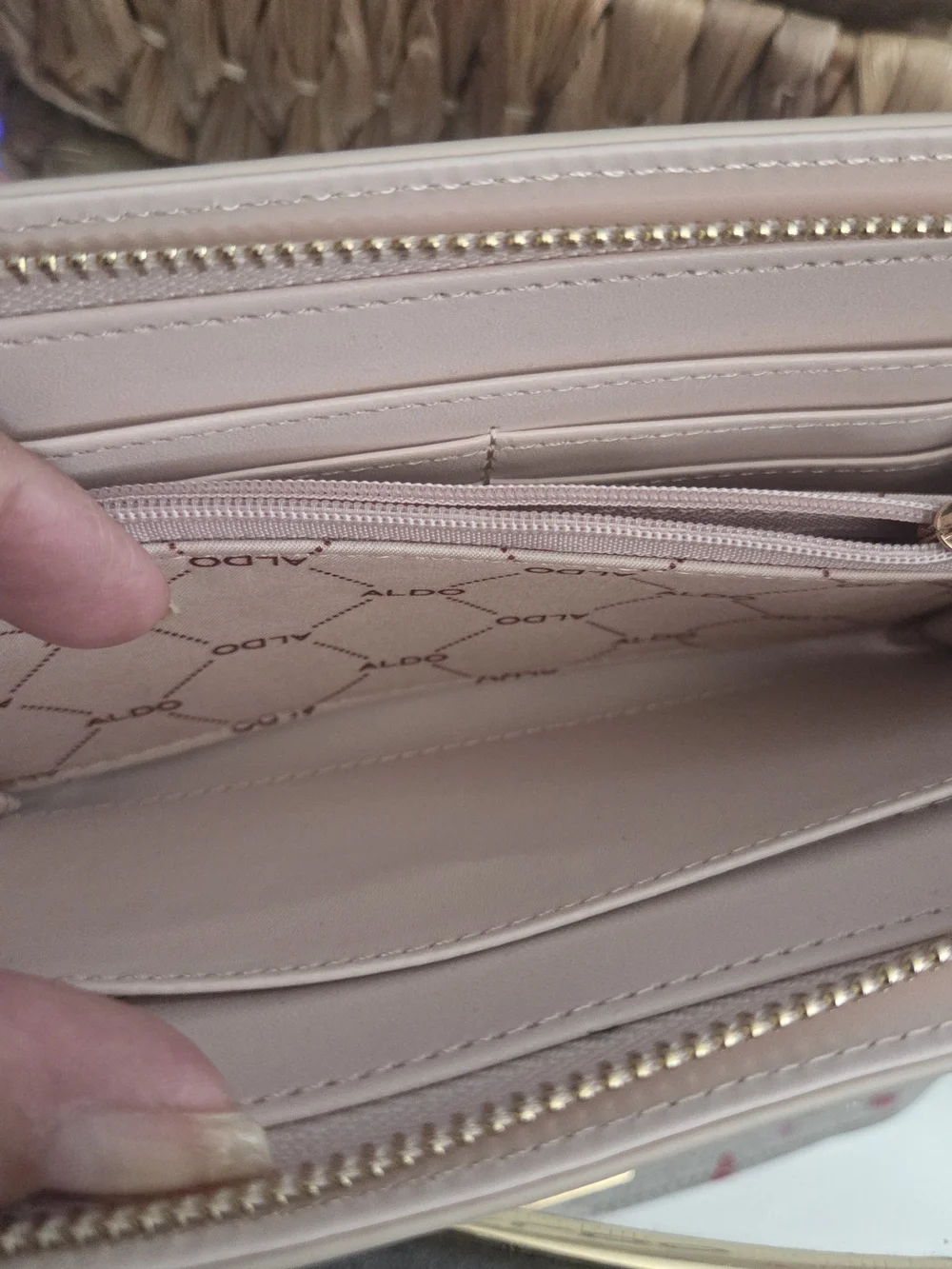 Aldo Pink Cherry Print Zip Wallet
